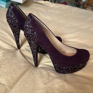 Enzo Angiolini Purple Suede Heels with Rhinestones